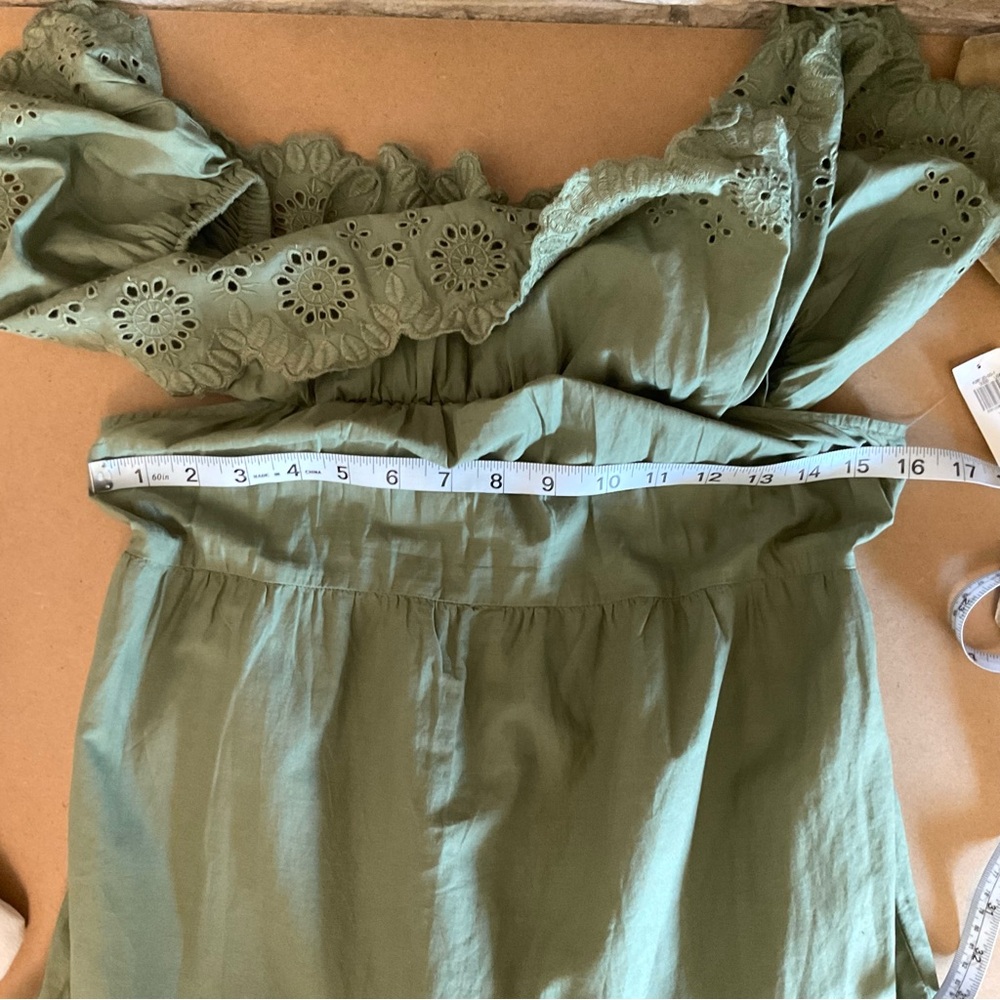 Green Cotton Maxi Dress Boho Cottagecore - Picture 12 of 12